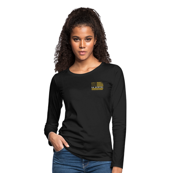 VA Dental Flag Women's Premium Long Sleeve T-Shirt (Gold) - black