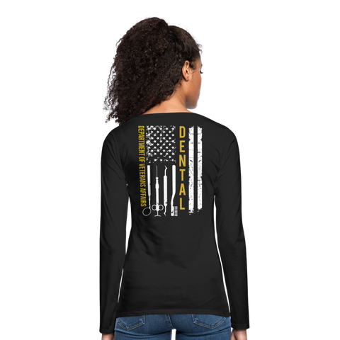 VA Dental Flag Women's Premium Long Sleeve T-Shirt (Gold) - black