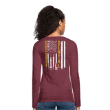 VA Dental Flag Women's Premium Long Sleeve T-Shirt (Gold) - heather burgundy