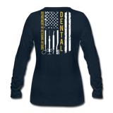 VA Dental Flag Women's Premium Long Sleeve T-Shirt (Gold) - deep navy