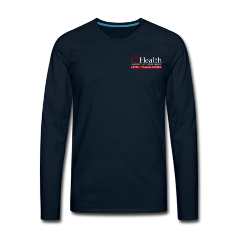 UFHeatlh Trauma Resus RN Men's Premium Long Sleeve T-Shirt - deep navy