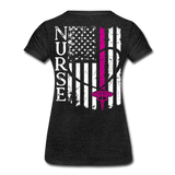 Nurse Flag Back RN and American Flag on Sleeve Women’s Premium T-Shirt - charcoal grey