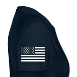 Nurse Flag Back RN and American Flag on Sleeve Women’s Premium T-Shirt - deep navy