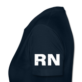 Nurse Flag Back RN and American Flag on Sleeve Women’s Premium T-Shirt - deep navy