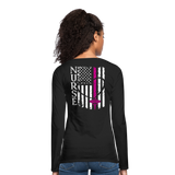 Kelly RN Nurse Flag - RN Sleeve, American Flag Sleeve Women's Premium Long Sleeve T-Shirt - black