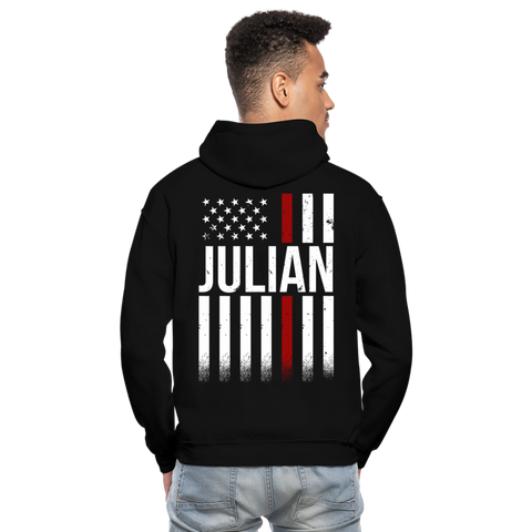 Julian Firefighter Flag Gildan Heavy Blend Adult Hoodie - black