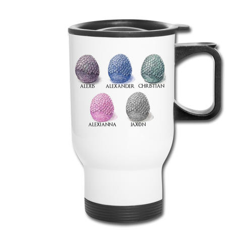 Father Alexis Alexander Christian Alexianna Jaxon Travel Mug - white