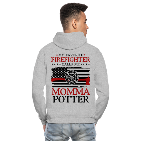 Momma Potter Firefighter Gildan Heavy Blend Adult Hoodie - heather gray