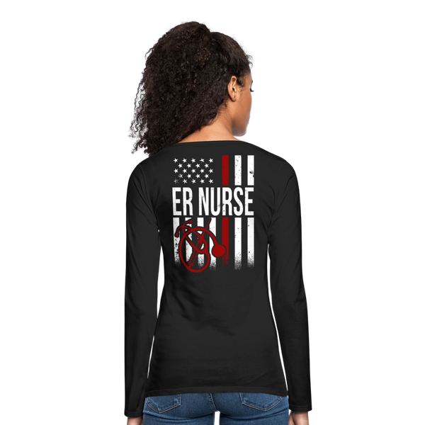 ER Nurse Flag Women's Premium Long Sleeve T-Shirt (CK4202) - black