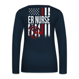 ER Nurse Flag Women's Premium Long Sleeve T-Shirt (CK4202) - deep navy