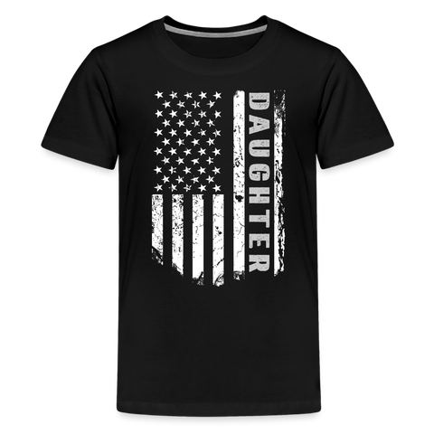 Daughter American Flag Kids' Premium T-Shirt - black