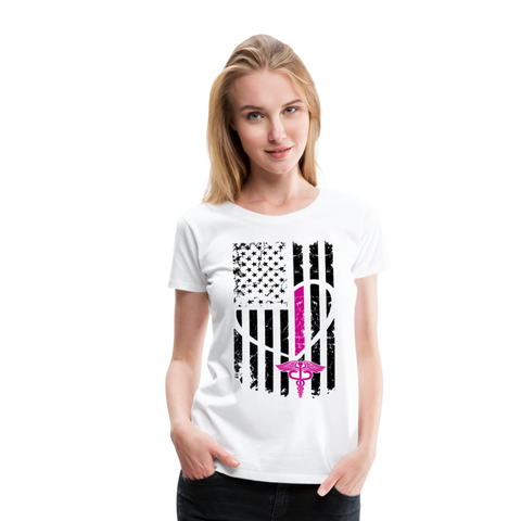 Nurse Flag Women’s Premium T-Shirt (CK1393) - white