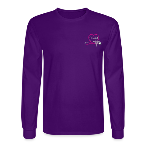 Jessica Emergency Nurse Flag Men's Long Sleeve T-Shirt - purple