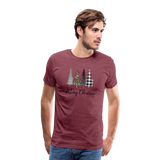 Merry Christmas Trees Men's Premium T-Shirt (CK5001) - heather burgundy