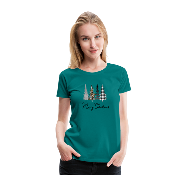 Merry Christmas Trees Women’s Premium T-Shirt (CK5001) - teal