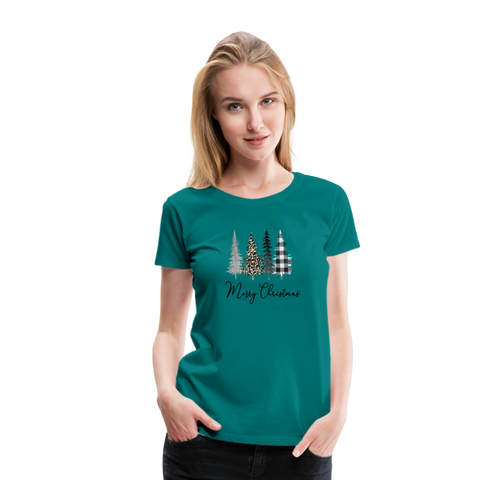 Merry Christmas Trees Women’s Premium T-Shirt (CK5001) - teal
