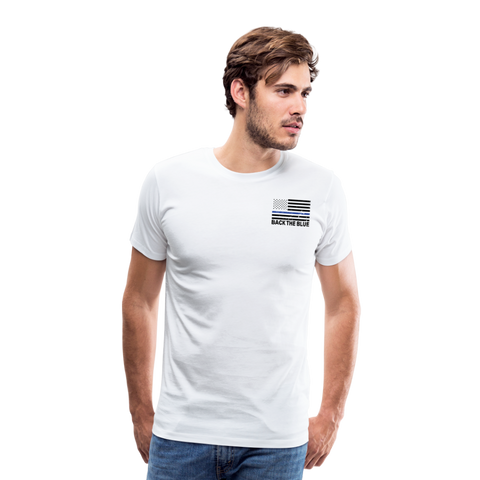 Favorite Police Officer Calls Me Dad Back The Blue Men's Premium T-Shirt (CK4139) - white
