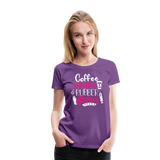 Nurse Shirt Coffee Scrubs and Rubber Gloves Women’s Premium T-Shirt (CK1811) - purple