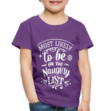 Most Likely to be on the Naughty List Toddler Premium T-Shirt (CK-0001) - purple