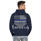 Matthew 5:9 Peacemakers Gildan Heavy Blend Adult Hoodie (Back) - navy