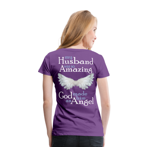 Husband Amazing Angel Women’s Premium T-Shirt (CK3578) - purple
