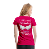 Husband Amazing Angel Women’s Premium T-Shirt (CK3578) - dark pink