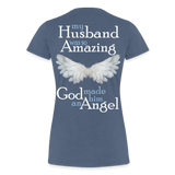 Husband Amazing Angel Women’s Premium T-Shirt (CK3578) - heather blue