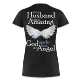 Husband Amazing Angel Women’s Premium T-Shirt (CK3578) - charcoal grey