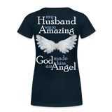 Husband Amazing Angel Women’s Premium T-Shirt (CK3578) - deep navy