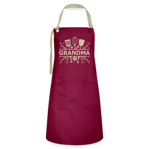 Grandma Cooking Artisan Apron - Burgundy - burgundy/khaki