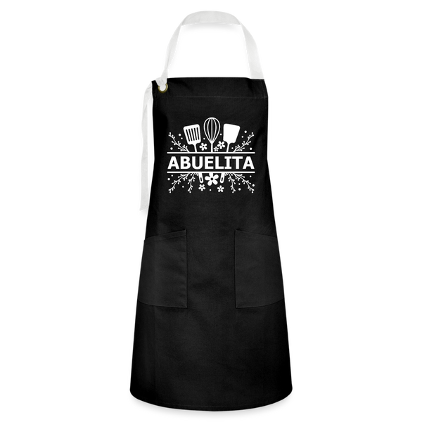 Abuelita Artisan Apron- Black - black/white