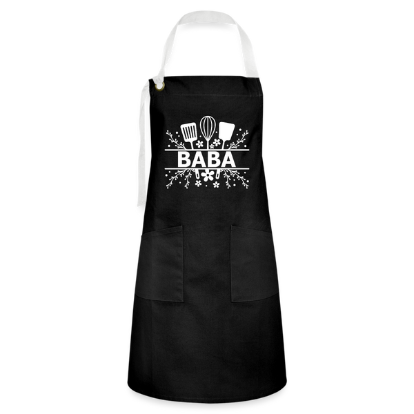 Baba Artisan Apron - Black - black/white