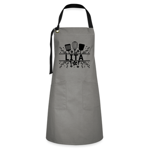 Lita Artisan Apron - Gray - gray/black