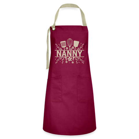 Nanny Artisan Apron - Burgundy - burgundy/khaki