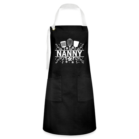 Nanny Artisan Apron - Black - black/white