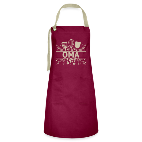 Oma Artisan Apron - Burgundy - burgundy/khaki