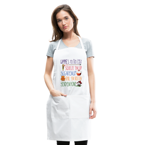 Gammie's To Do List Adjustable Apron - white