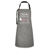 Babushka Cooking up Love Artisan Apron - gray/black