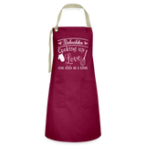 Babushka Cooking up Love Artisan Apron - burgundy/khaki