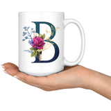 B INITIAL 15 OZ WHITE COFFEE MUG