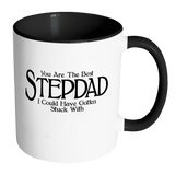 Funny Stepdad 11oz Coffee Mug with Colored Handle - Fathers Day Gift for Stepdad