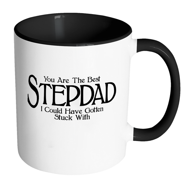 Funny Stepdad 11oz Coffee Mug with Colored Handle - Fathers Day Gift for Stepdad