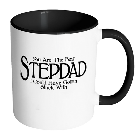 Funny Stepdad 11oz Coffee Mug with Colored Handle - Fathers Day Gift for Stepdad