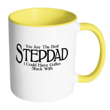 Funny Stepdad 11oz Coffee Mug with Colored Handle - Fathers Day Gift for Stepdad