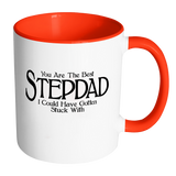 Funny Stepdad 11oz Coffee Mug with Colored Handle - Fathers Day Gift for Stepdad