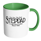 Funny Stepdad 11oz Coffee Mug with Colored Handle - Fathers Day Gift for Stepdad